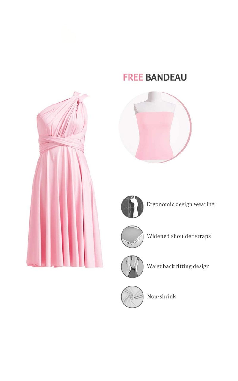 72styles Infinity Dresses Short Bridesmaid Dresses Blush Pink Convertible Transformer Multiway Twist Wrap Midi Women Dresses - Image 2
